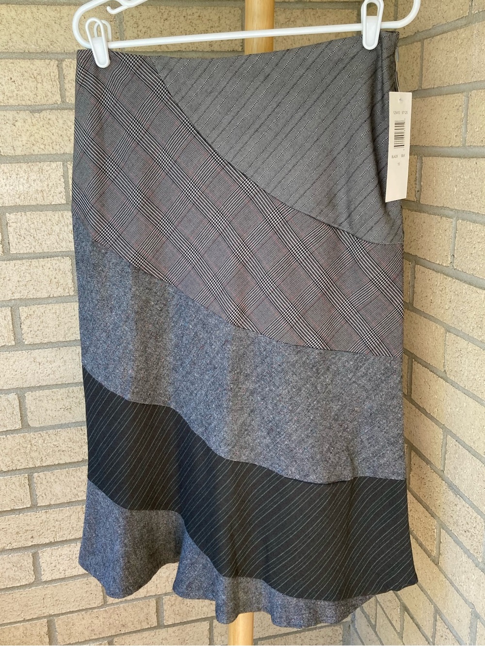 Vintage Allison Taylor Gray Mixed Prints Patchwork Striped Skirt Size 10 NWT - Picture 17 of 17
